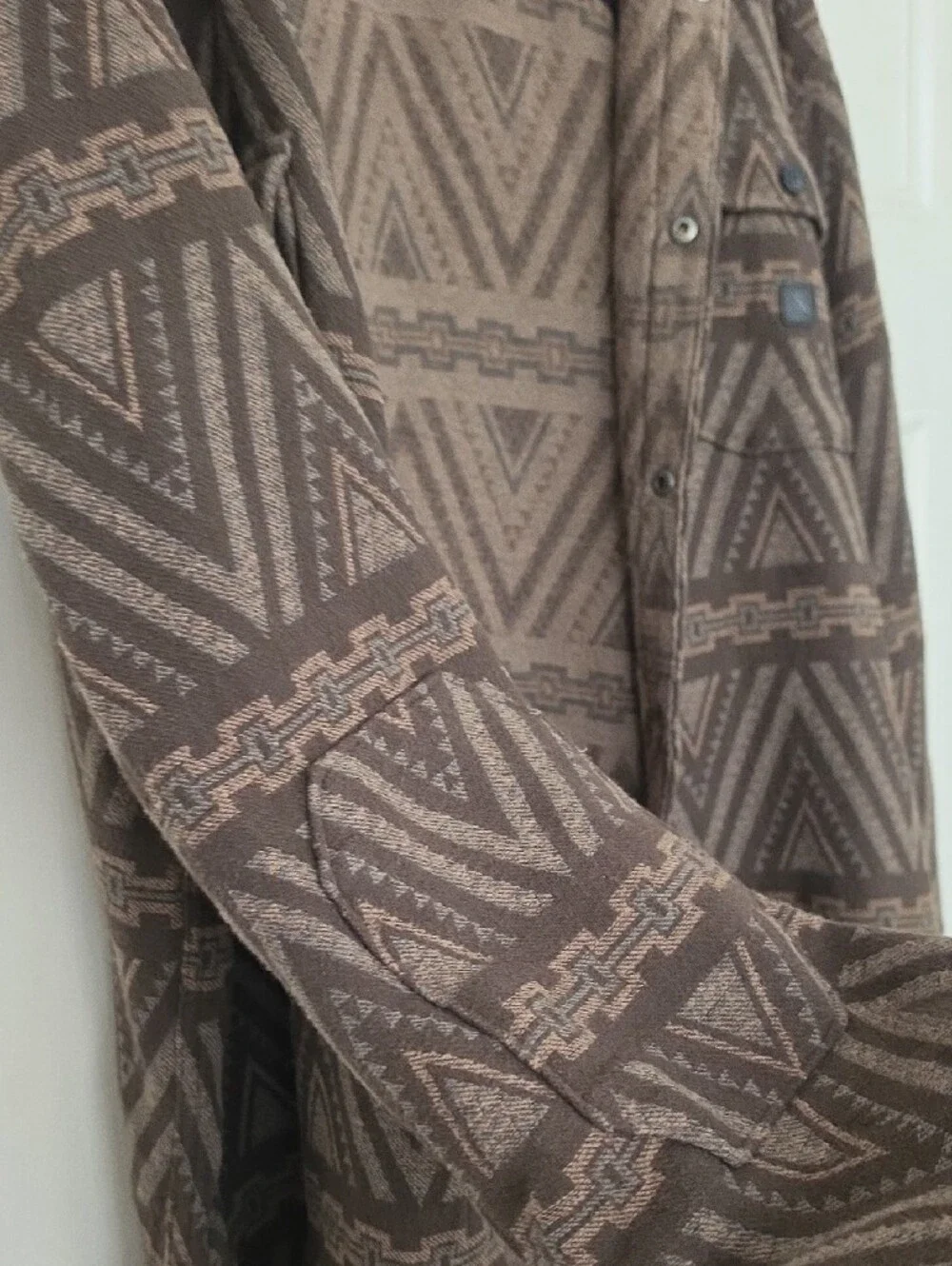 Roark Brown Geometric Button-Up Shacket